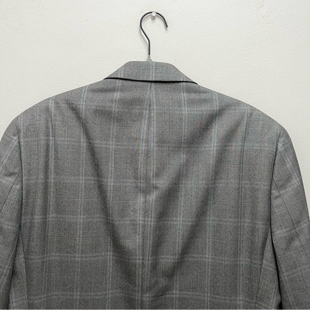 $30 SALE Michael Kors Mens Gray Windowpane Designer Blazer Sz 38 Regular Fit - Picture 7 of 13